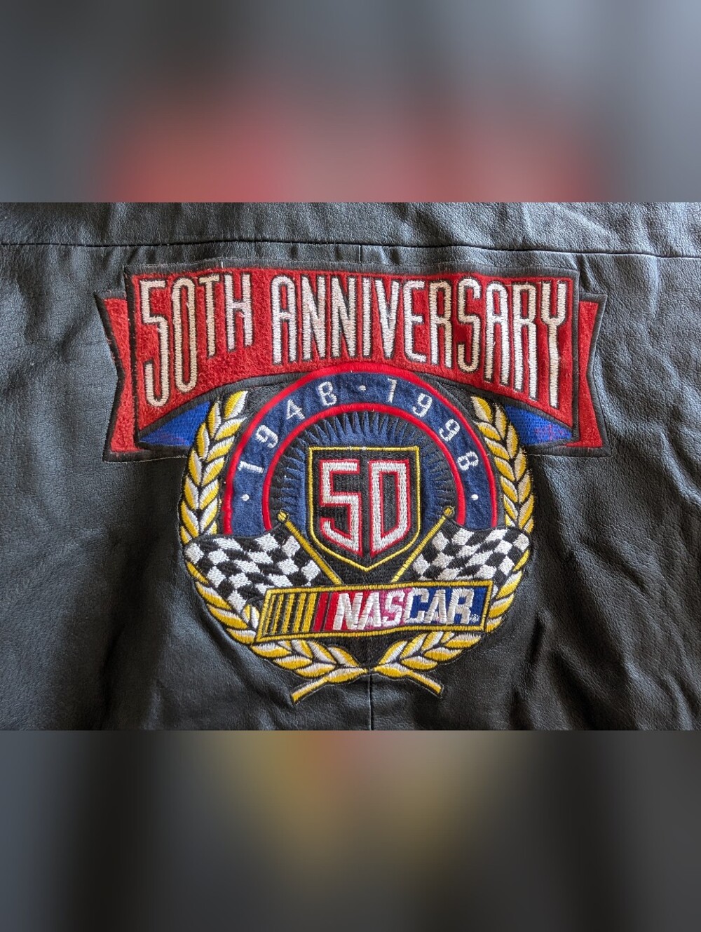 ​🏁 VTG Jeff Hamilton NASCAR 50th Anniversary Leather Racing Jacket - Picture 11 of 15